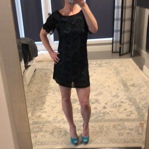 Black Backless Lace Dress